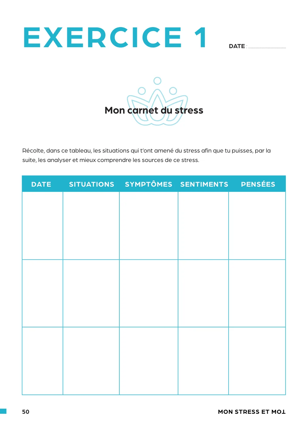 Exercice à remplir, Mon Stress et Moi